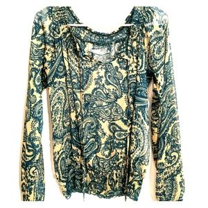 Maurices Paisley Turquoise Cream Blouse